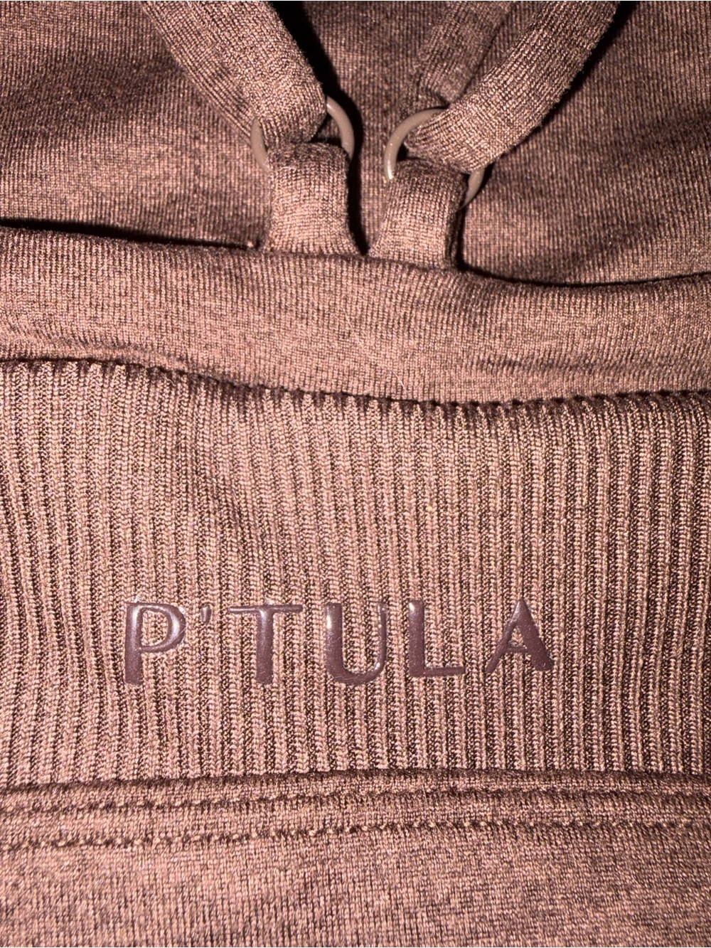 P'tula Taupe Ribbed Pullover Hoodie